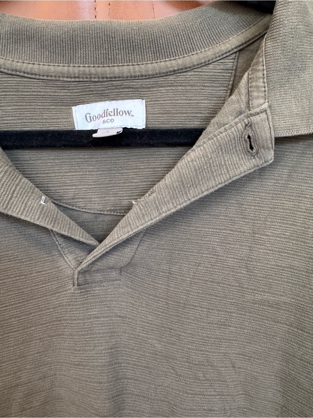 Goodfellow & Co Olive Ribbed Long-Sleeve Polo